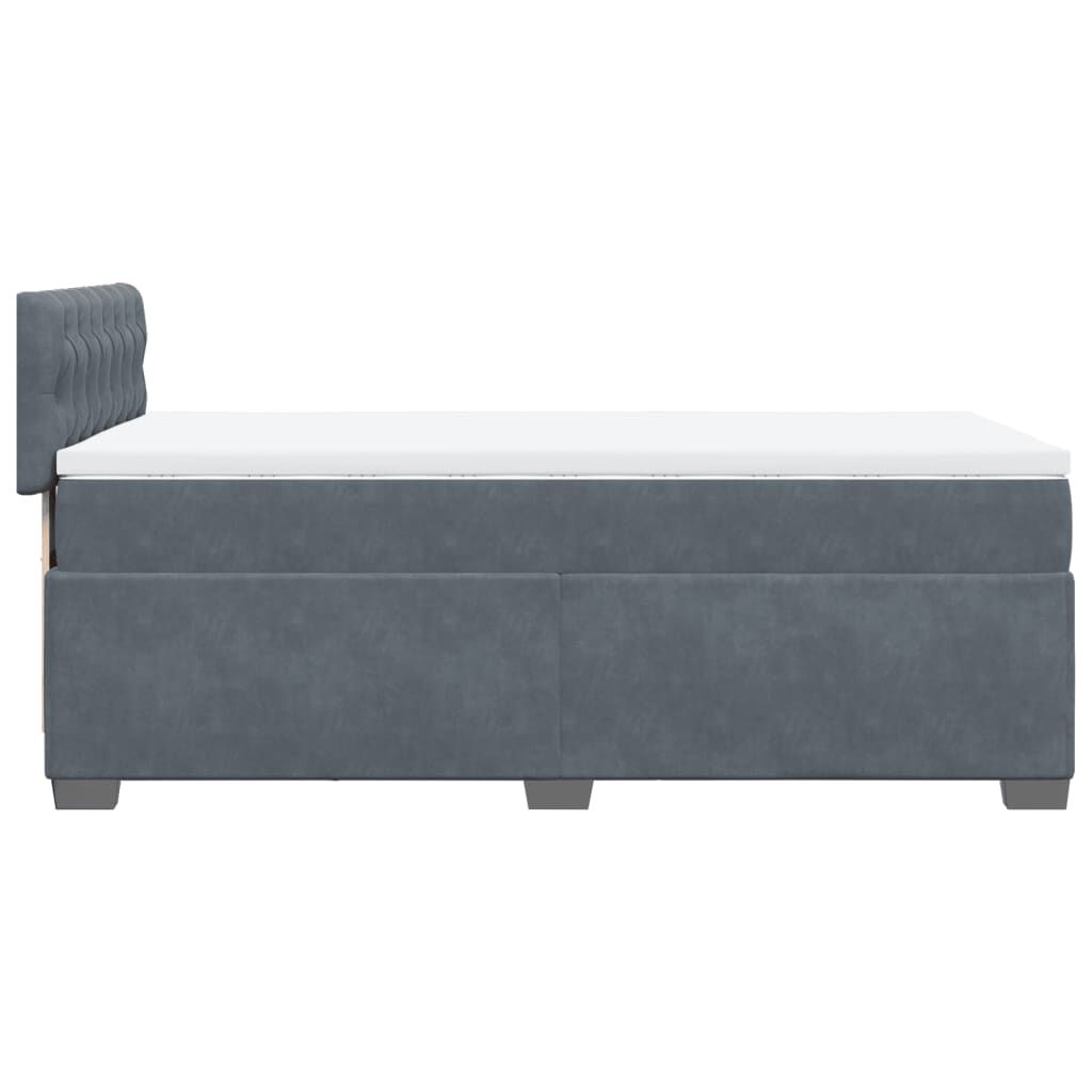 vidaXL Κρεβάτι Boxspring με Στρώμα Σκούρο Γκρι 80x200 εκ. Βελούδινο