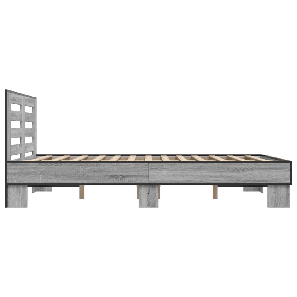 vidaXL Πλαίσιο Κρεβατιού Γκρι Sonoma 120 x 190εκ. Επεξ. Ξύλο & Μέταλλο