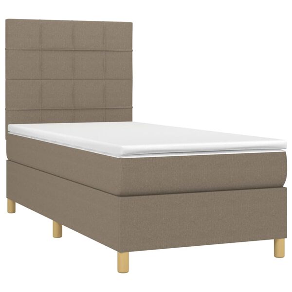 vidaXL &Kappa;&rho;&epsilon;&beta;ά&tau;&iota; Boxspring &mu;&epsilon; &Sigma;&tau;&rho;ώ&mu;&alpha; & LED Taupe 100x200 &epsilon;&kappa;. &Upsilon;&phi;&alpha;&sigma;&mu;ά&tau;&iota;&nu;&omicron;
