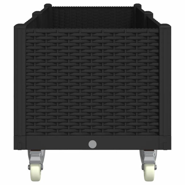 vidaXL Ζαρντινιέρα Κήπου με Ροδάκια Μαύρο 160x50x54 εκ. Πολυπροπυλένιο