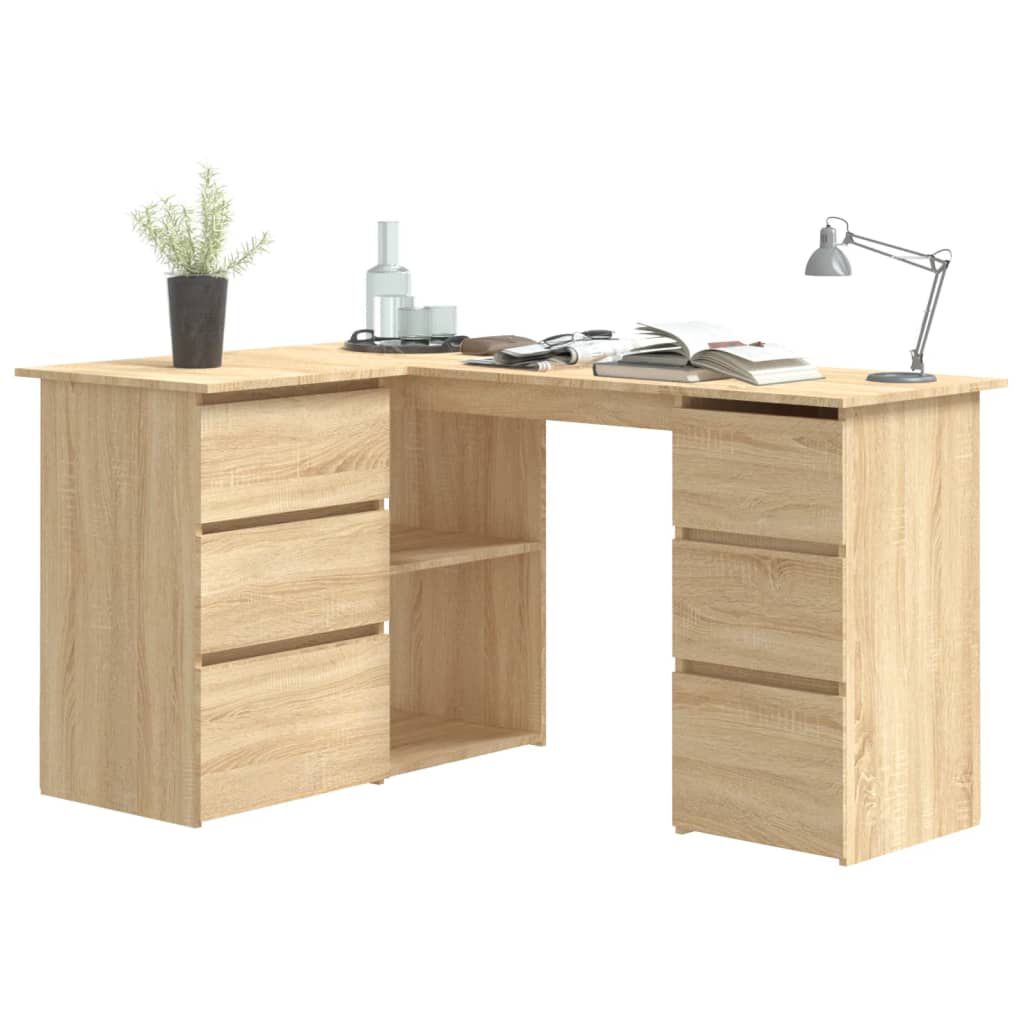 vidaXL Γραφείο Γωνιακό Sonoma Δρυς 145 x 100 x 76 εκ. από Επεξ. Ξύλο