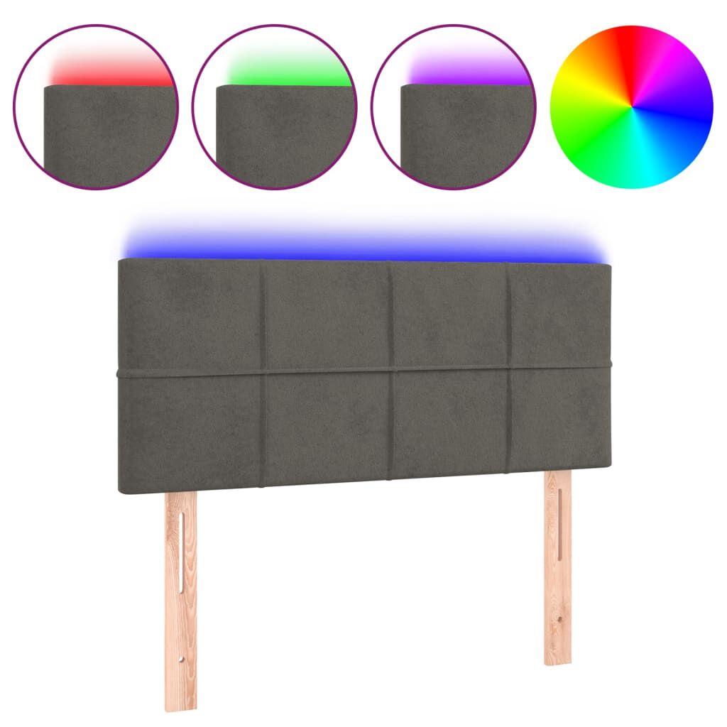 vidaXL Κεφαλάρι Κρεβατιού LED Σκούρο Γκρι 100x5x78/88 εκ. Βελούδινο