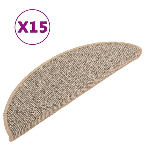 vidaXL Πατάκια Σκαλιών 15 τεμ. Καφέ Ημίκυκλα 56x17x3 εκ.