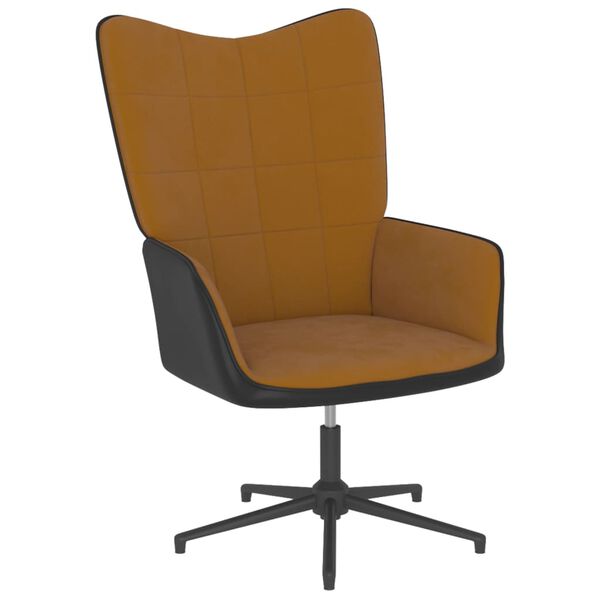 vidaXL Πολυθρόνα Relax Καφέ από Βελούδο και PVC