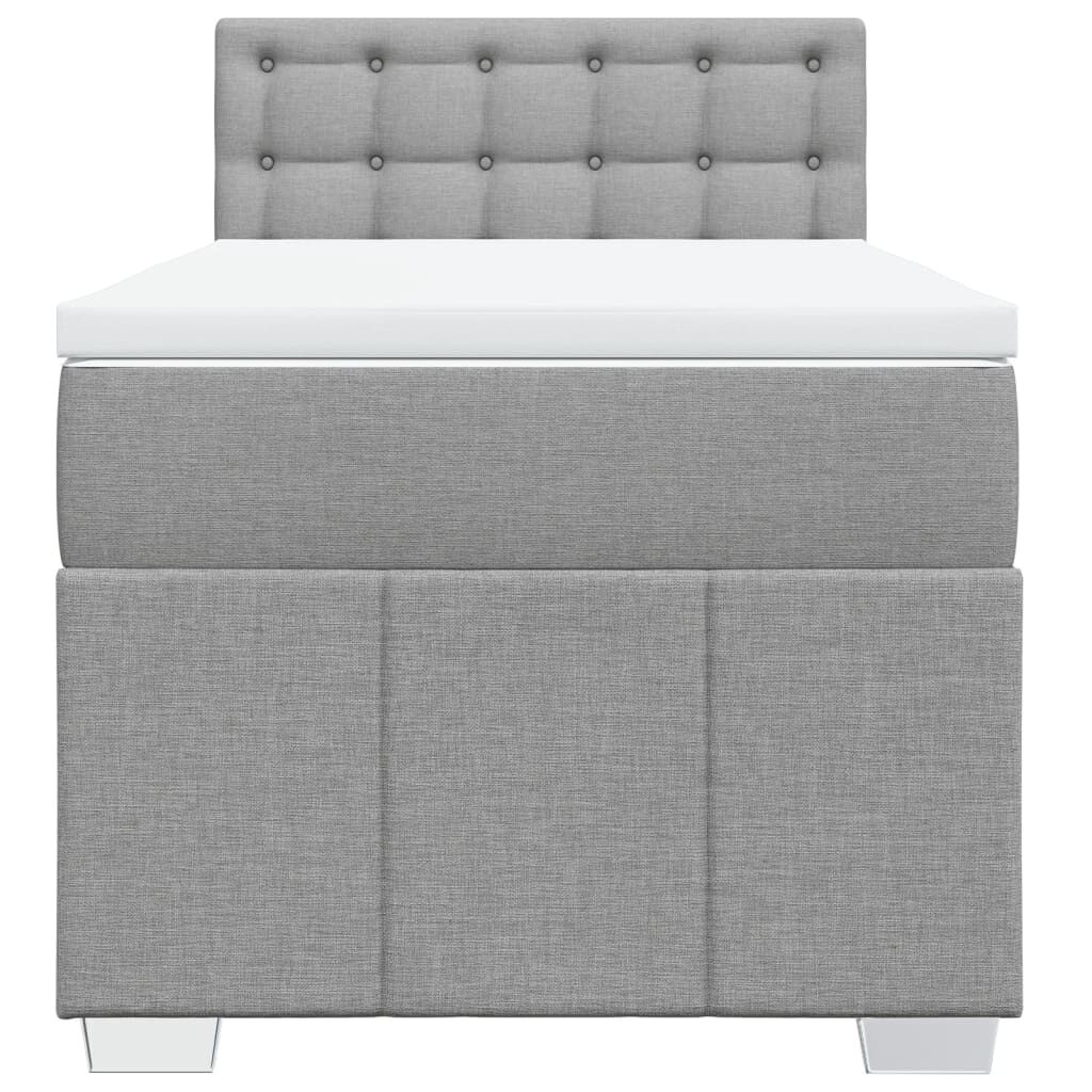 vidaXL Κρεβάτι Boxspring με Στρώμα Ανοιχτό Γκρι 90x200 εκ. Υφασμάτινο