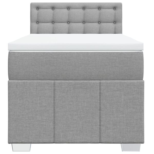 vidaXL Κρεβάτι Boxspring με Στρώμα Ανοιχτό Γκρι 90x200 εκ. Υφασμάτινο