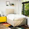 vidaXL Κρεβάτι Boxspring με Στρώμα Κρεμ 120x190 εκ. Υφασμάτινο