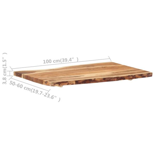 vidaXL Επιφάνεια Τραπεζιού 100 x (50-60) x 3,8 εκ. Μασίφ Ξύλο Ακακίας
