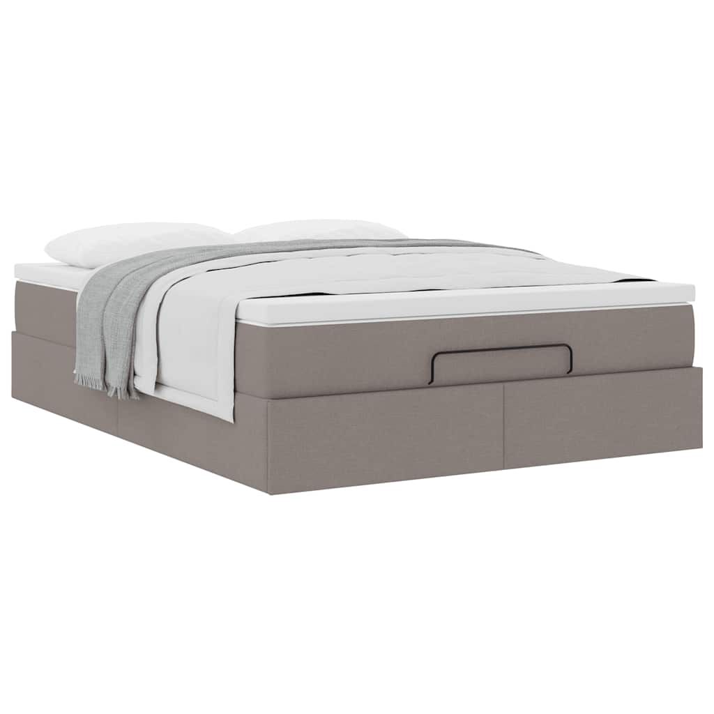 vidaXL Οθωμανικό κρεβάτι με στρώμα Taupe 140x200cm ύφασμα
