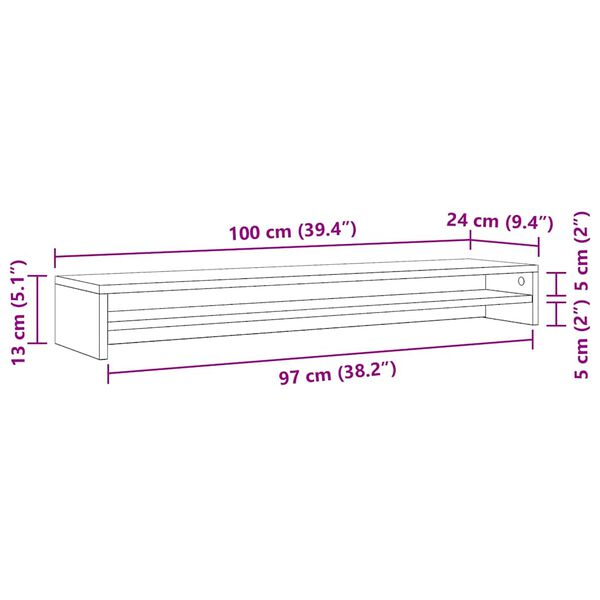 vidaXL Βάση Οθονών Artisan Δρυς 100 x 24 x 13 εκ. από Επεξ. Ξύλο