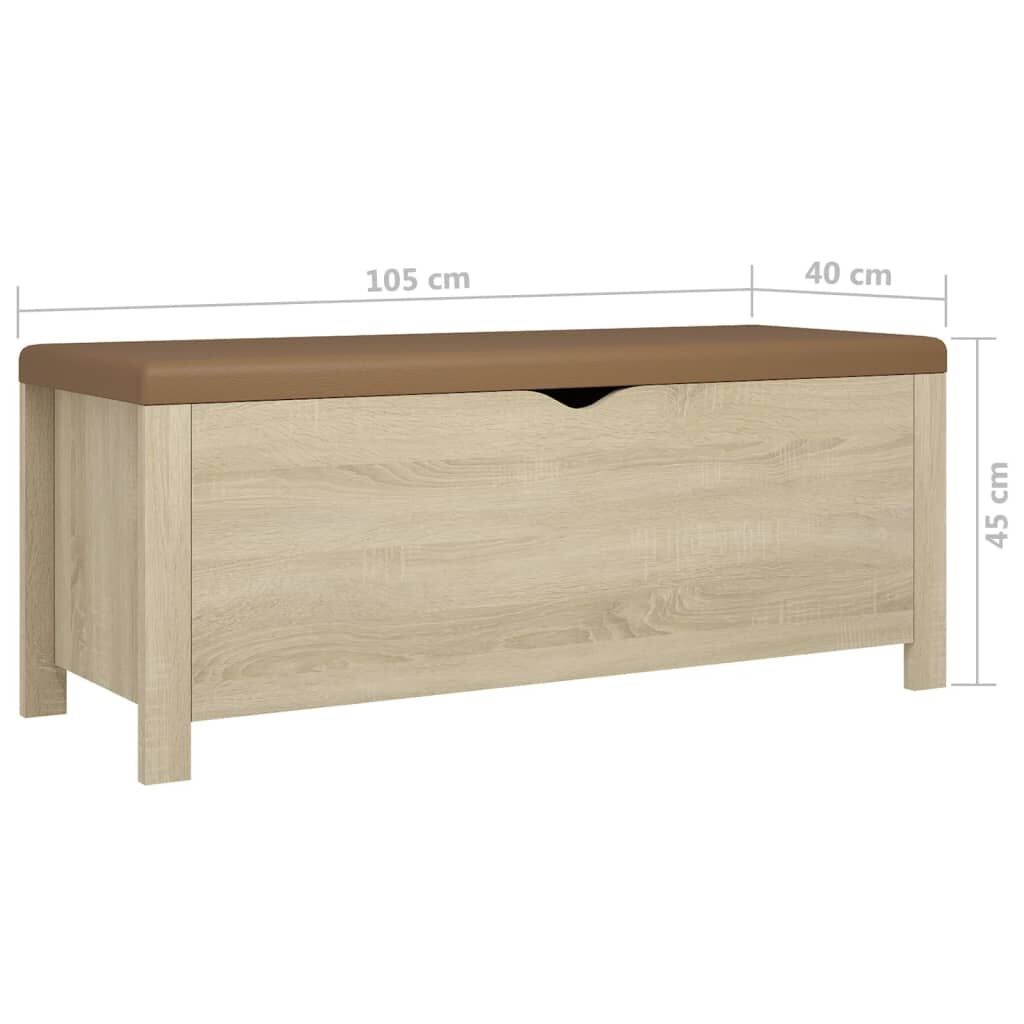 vidaXL Κουτί Αποθήκευσης Sonoma Δρυς 105x40x45εκ Επεξ. Ξύλο+ Μαξιλάρι