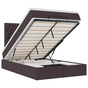 vidaXL Οθωμανικό κρεβάτι με στρώμα & LEDs Σκούρο καφέ 120x200cm Ύφασμα