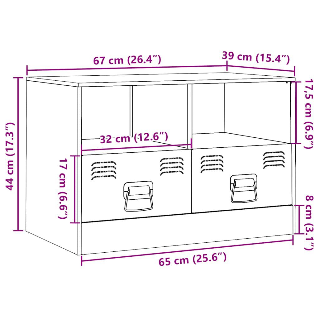 vidaXL Έπιπλο Τηλεόρασης Πράσινο Λαδί 67x39x44 εκ. από Ατσάλι