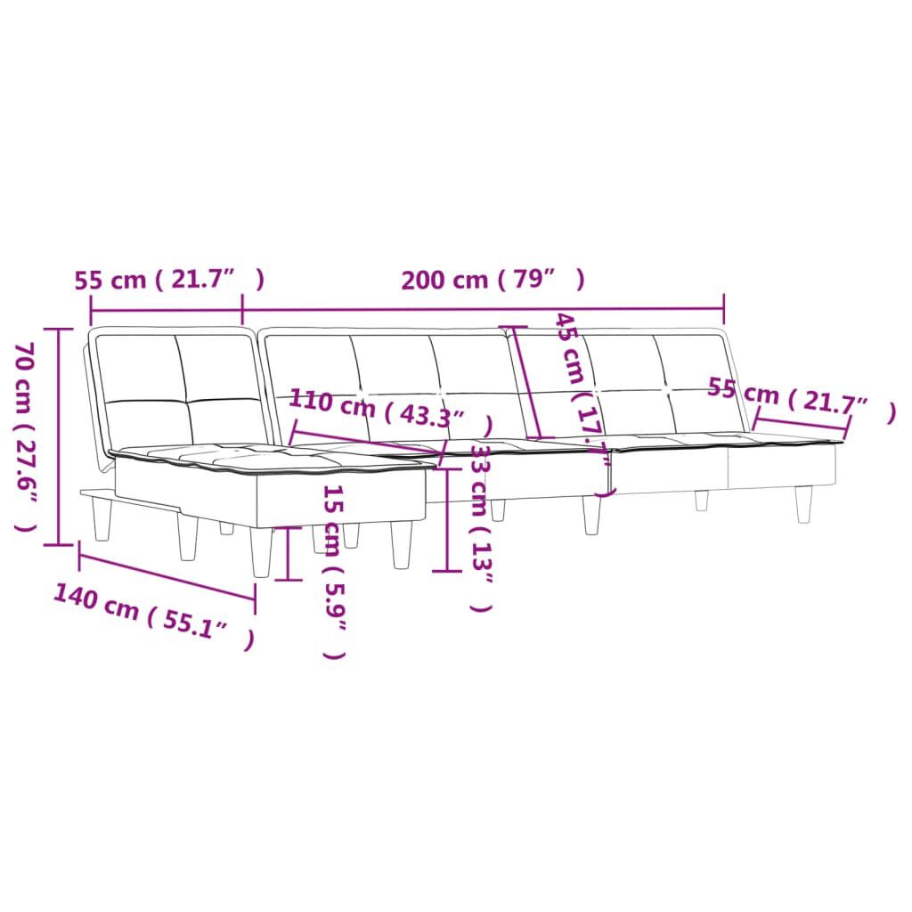 vidaXL Καναπές Κρεβάτι Γωνιακός Σκούρο Γκρι 255x140x70 εκ. Υφασμάτινος