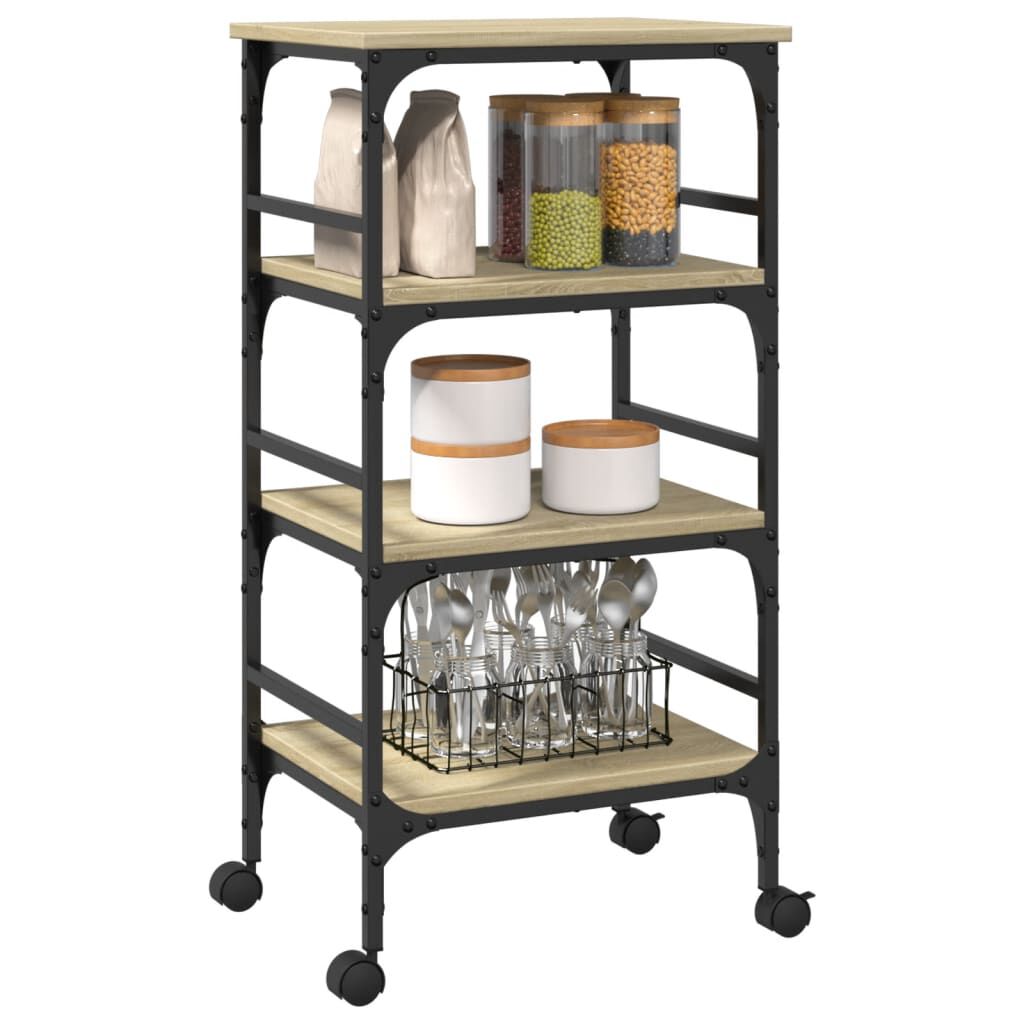 vidaXL Τρόλεϊ Κουζίνας Sonoma Δρυς 45x35x89,5 εκ. Επεξεργασμένο Ξύλο
