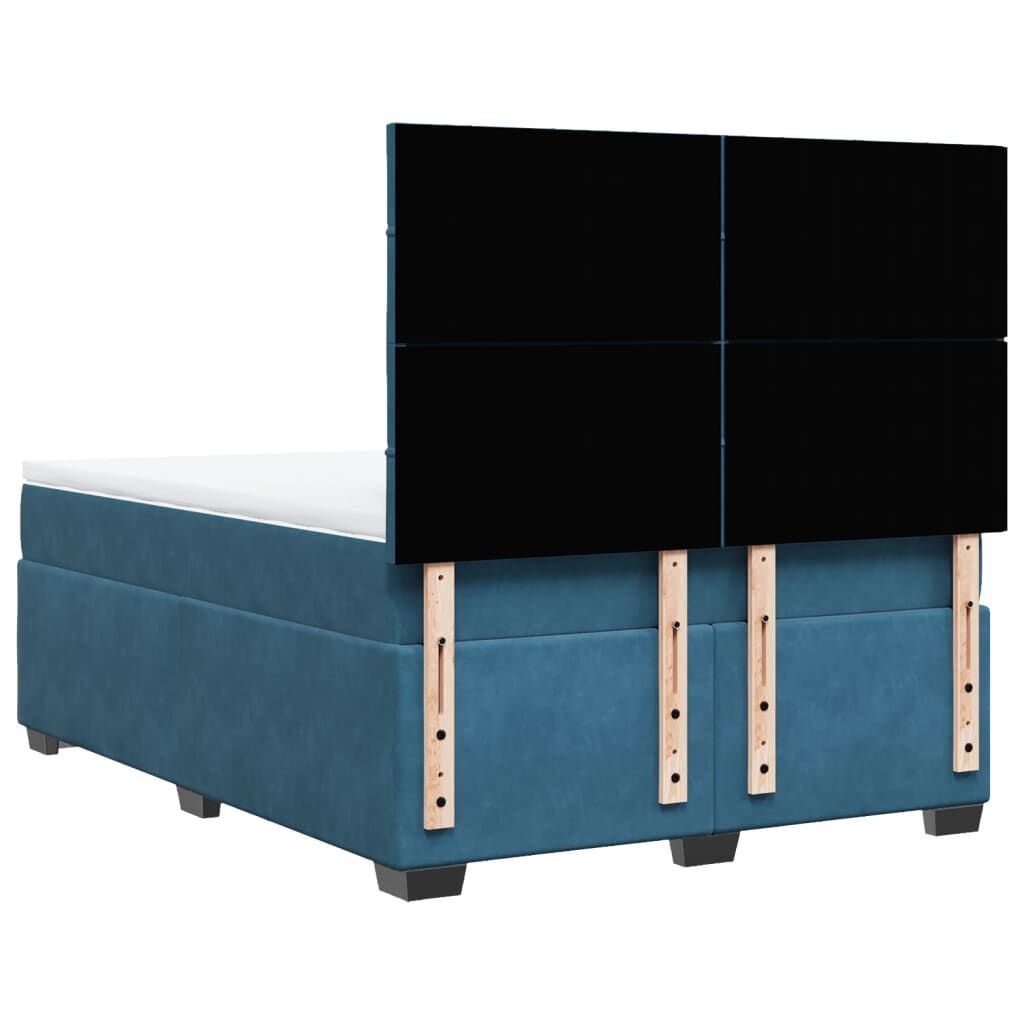 vidaXL Κρεβάτι Boxspring με Στρώμα Μπλε 140x200 εκ. Βελούδινο