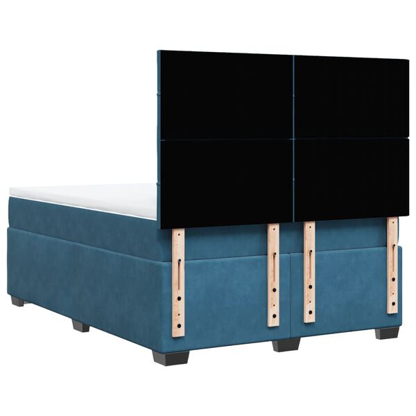 vidaXL Κρεβάτι Boxspring με Στρώμα Μπλε 140x200 εκ. Βελούδινο