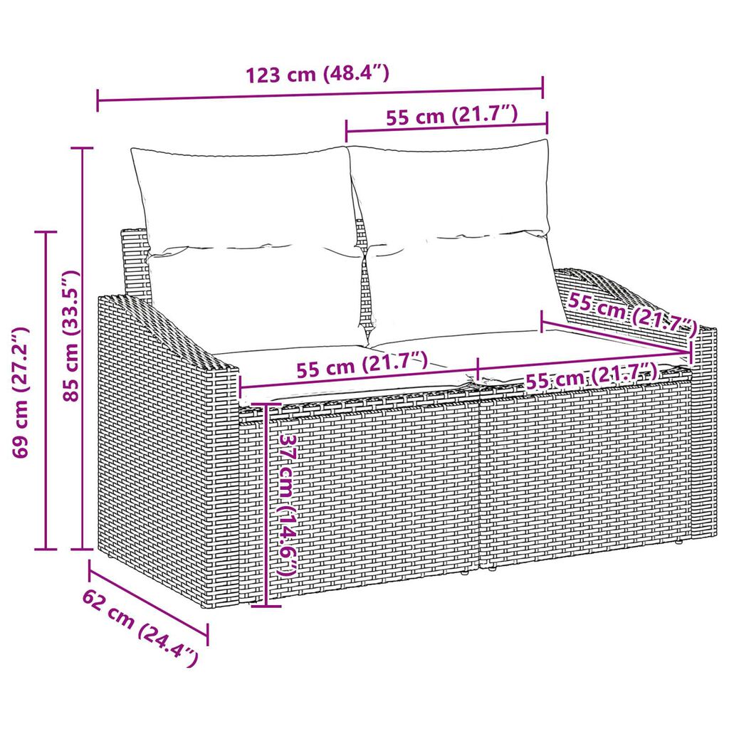 vidaXL Σετ Καναπέ Κήπου 6 pcs Μπεζ, ανοιχτό γκρι 55 x 55 x 37 εκ