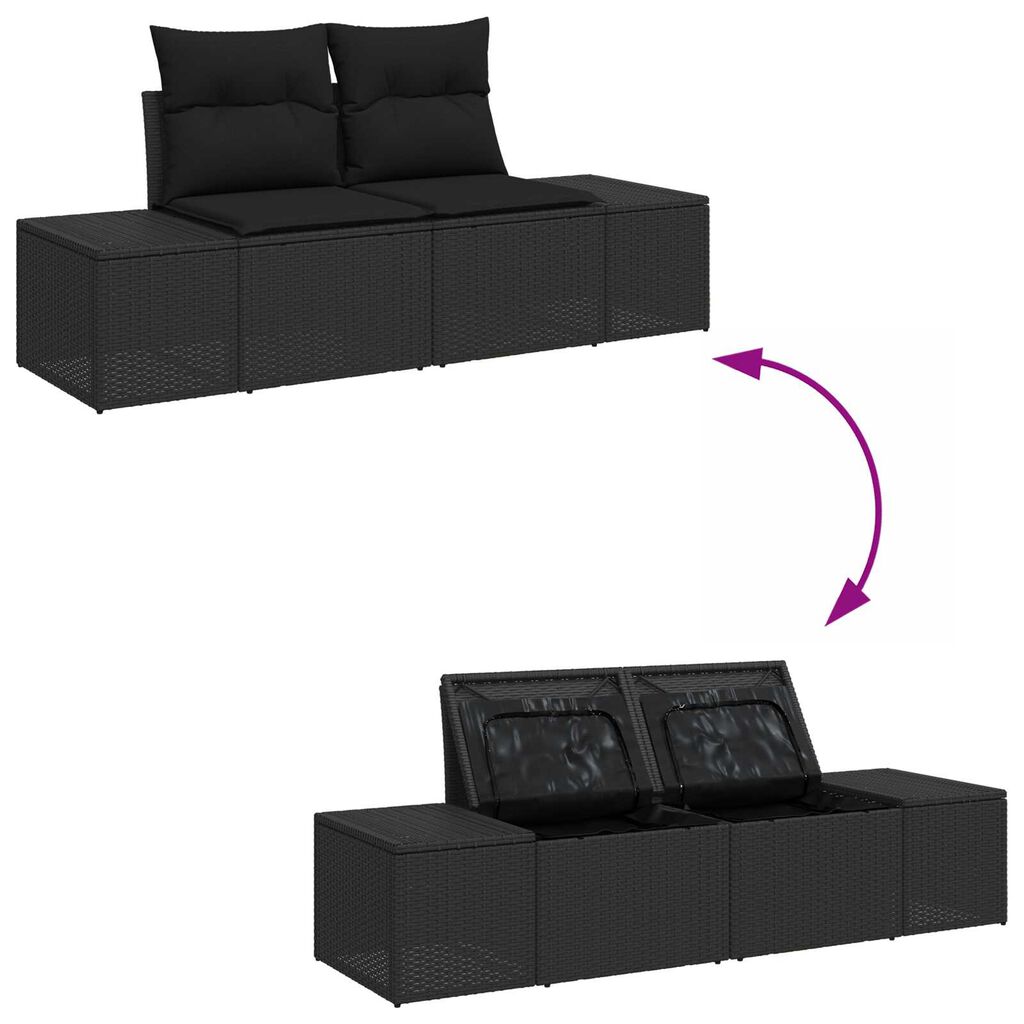 vidaXL Σετ Καναπέ Κήπου 7 pcs Μαύρο Ρατάν πολυαιθυλενίου & Ατσάλι