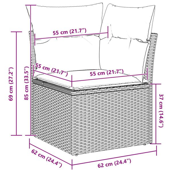 vidaXL Σετ Καναπέ Κήπου 7 pcs Μαύρο Ρατάν πολυαιθυλενίου & Ατσάλι