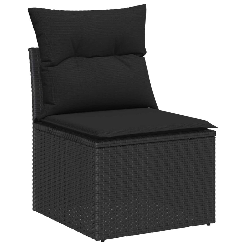 vidaXL Σετ Καναπέ Κήπου 7 pcs Μαύρο Ρατάν πολυαιθυλενίου & Ατσάλι