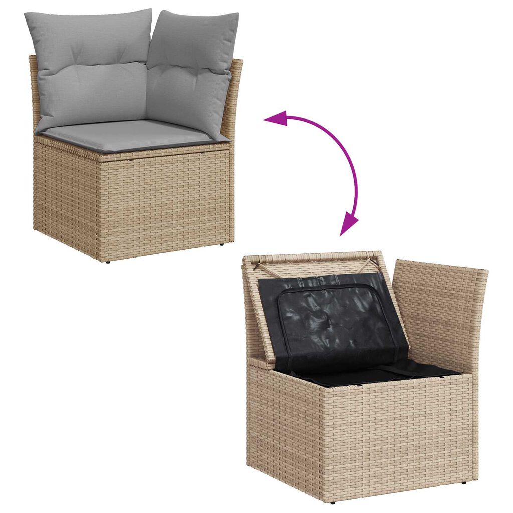 vidaXL Σετ Καναπέ Κήπου 9 pcs Beige, ανοιχτό γκρι 55 x 55 x 37 εκ