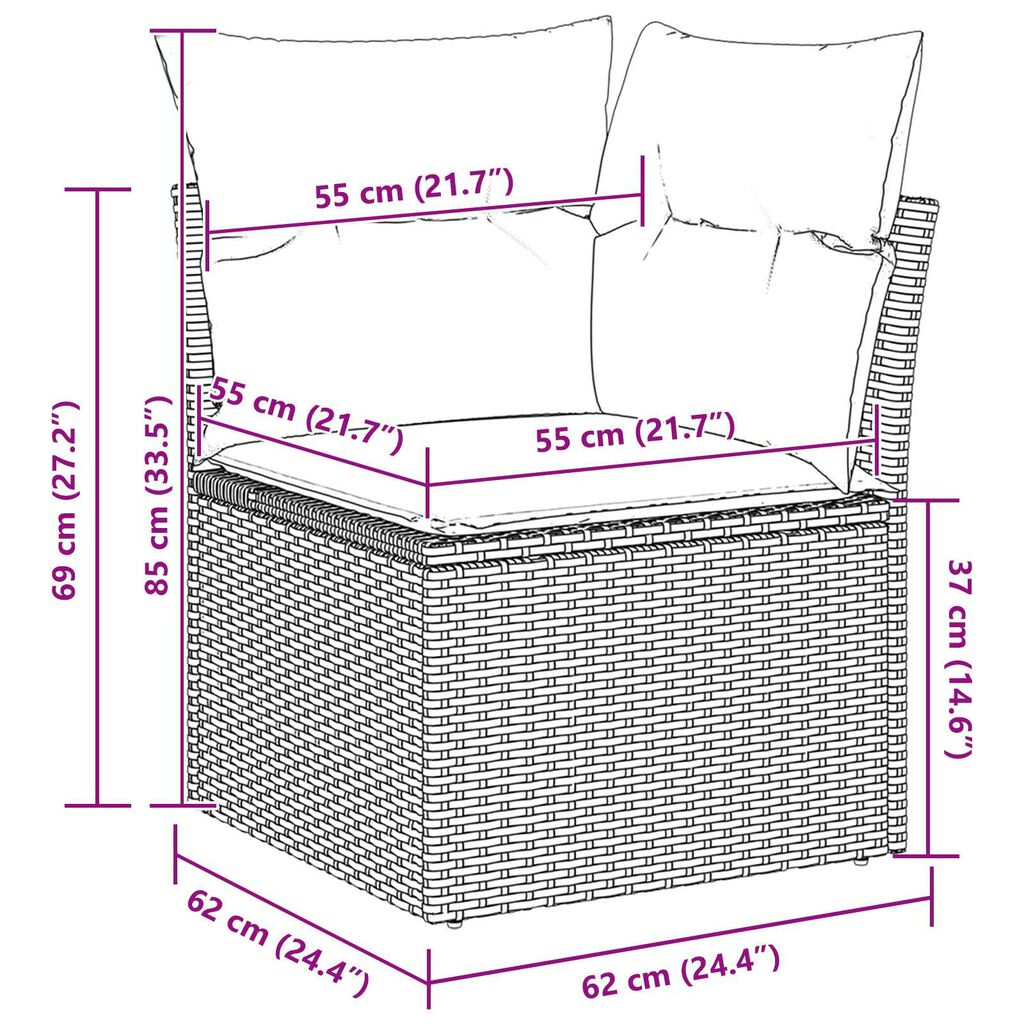 vidaXL Σετ Καναπέ Κήπου 9 pcs Beige, ανοιχτό γκρι 55 x 55 x 37 εκ