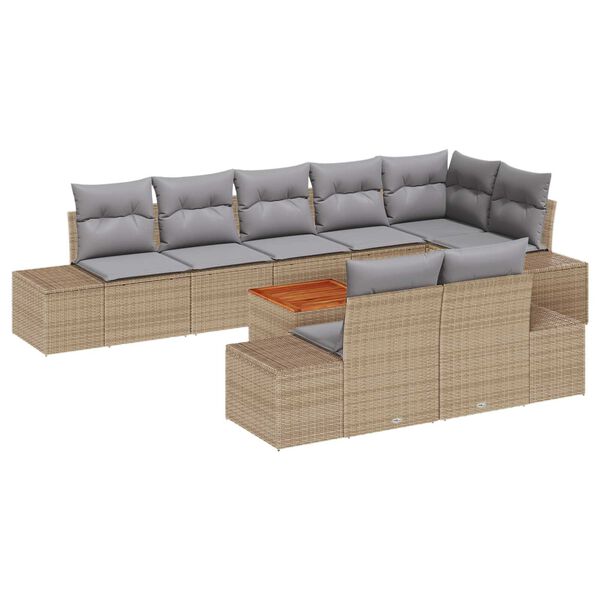 vidaXL Σετ Καναπέ Κήπου 9 pcs Beige, ανοιχτό γκρι 55 x 55 x 37 εκ