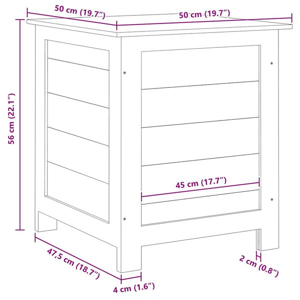 vidaXL Κουτί Μαξιλαριών Εξ. Χώρου Καφέ 50x50x56 εκ. Μασίφ Ξύλο Ελάτης