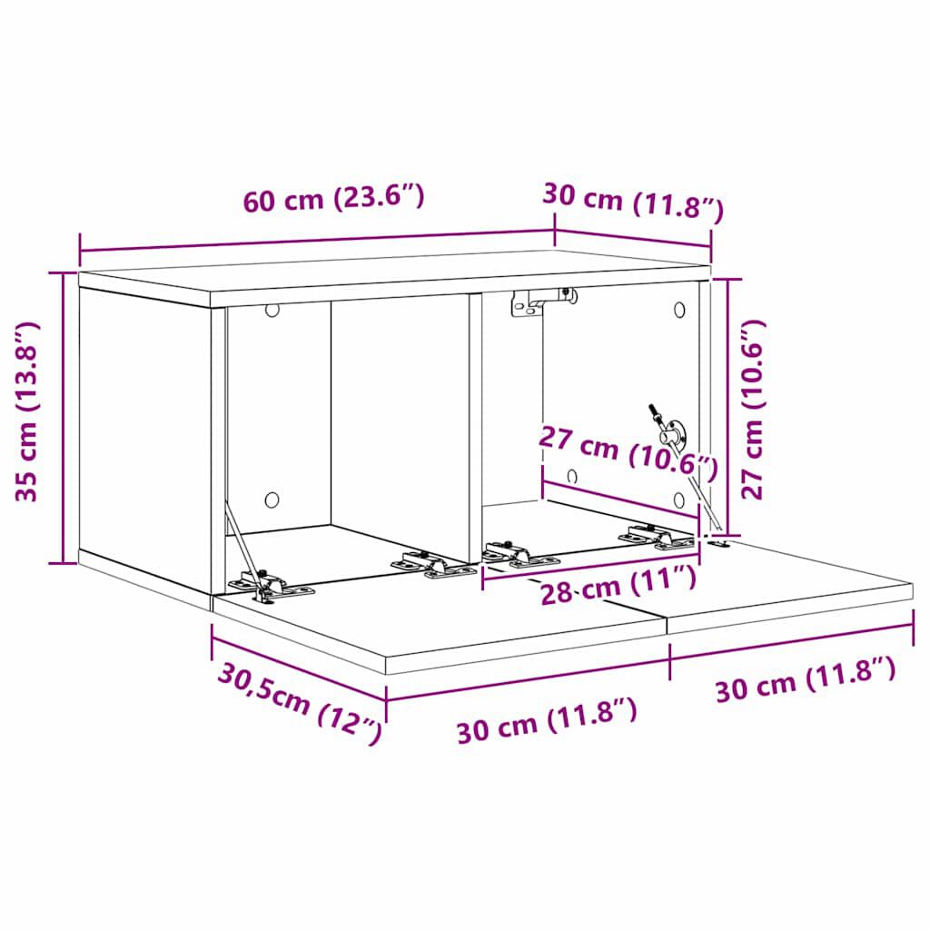 vidaXL Ντουλάπι TV 2 pcs Πολύχρωμο 60 x 30 x 30 cm Επεξεργασμένο ξύλο