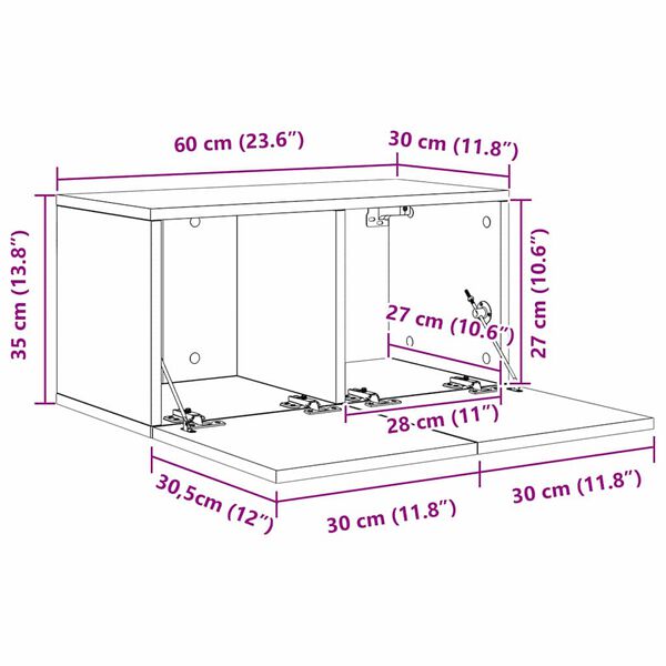 vidaXL Ντουλάπι TV 2 pcs Πολύχρωμο 60 x 30 x 30 cm Επεξεργασμένο ξύλο