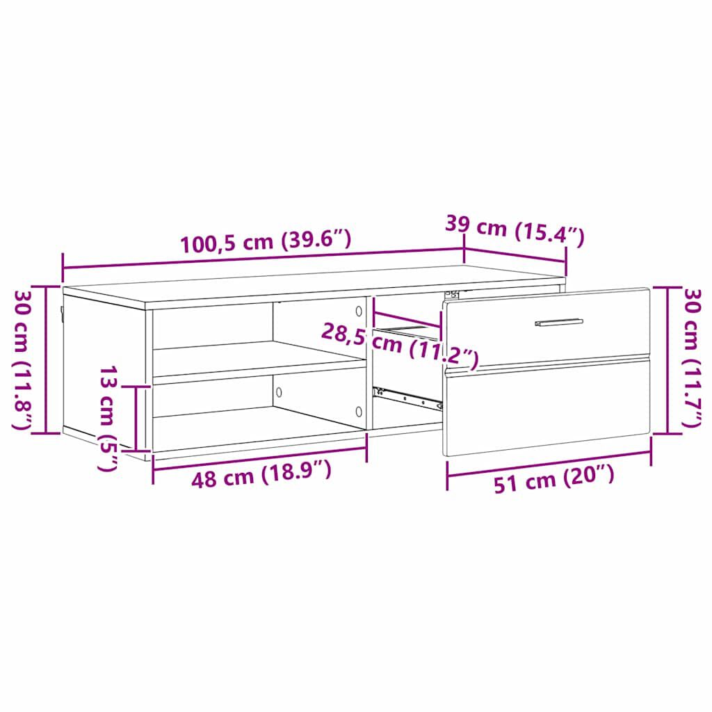 vidaXL Ντουλάπι TV Sonoma Δρυς 100.5 x 39 x 30 εκ Επεξεργασμένο ξύλο