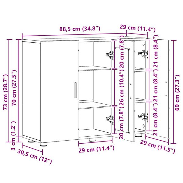 vidaXL Πλαϊνό γραφείο με ράφι με πόρτα Sonoma Δρυς 55.5 x 29 x 100 εκ