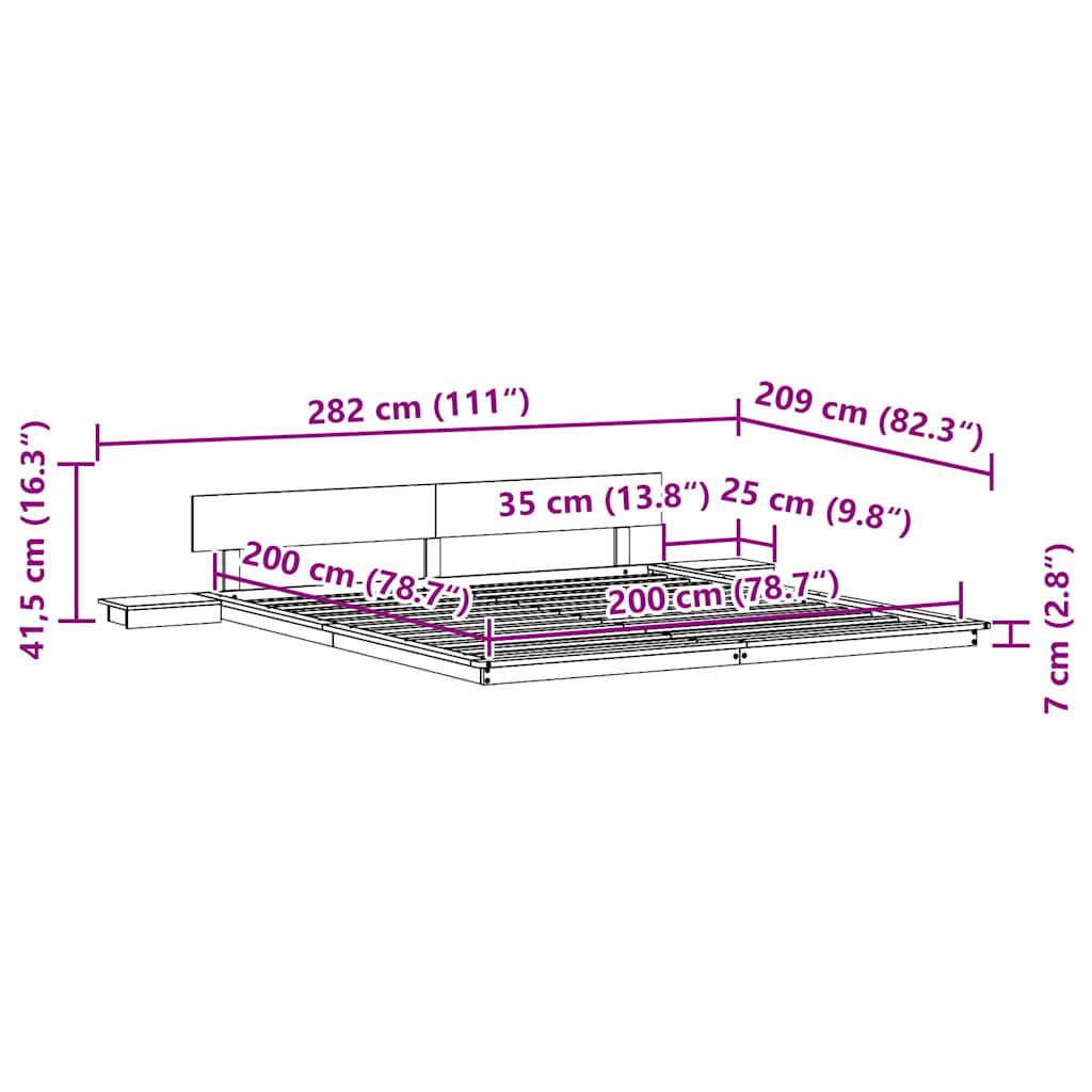 vidaXL Σκελετός Κρεβατιού Λευκό 200 x 200 cm ξύλο