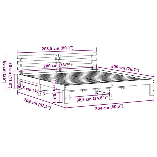 vidaXL Σκελετός Κρεβατιού Λευκό 200 x 200 cm Μασίφ ξύλο πεύκου