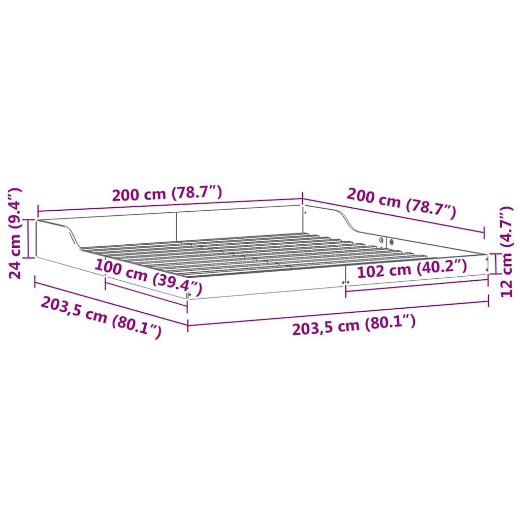 vidaXL Σκελετός Κρεβατιού Λευκό 200 x 200 cm Μασίφ ξύλο πεύκου