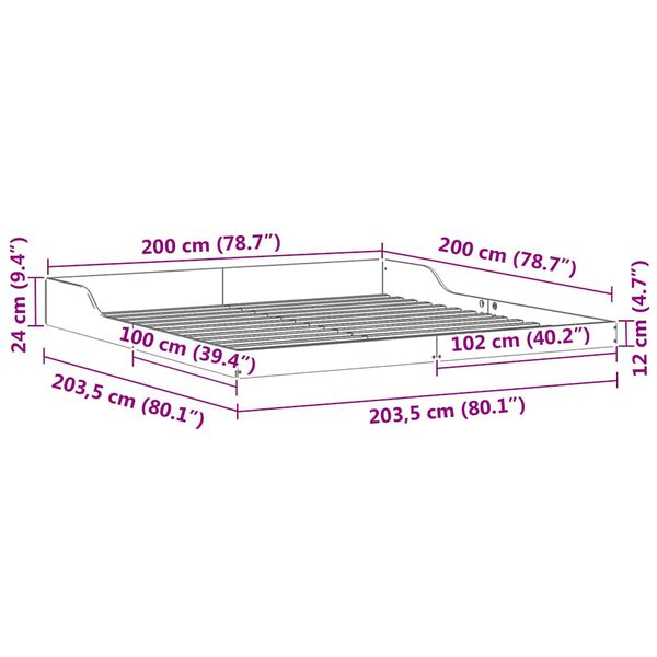 vidaXL Σκελετός Κρεβατιού Λευκό 200 x 200 cm Μασίφ ξύλο πεύκου