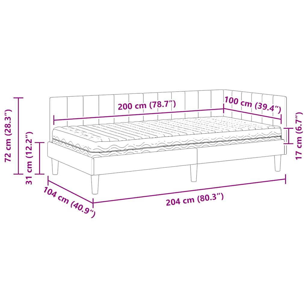 vidaXL Κρεβάτι Γωνίας με στρώμα Κίτρινο 100 x 200 cm Βελούδο