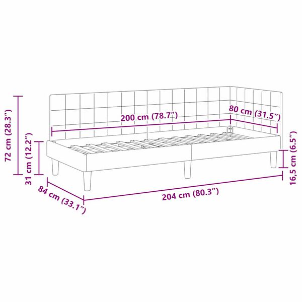 vidaXL Κρεβάτι Γωνίας με κεφαλάρι Κίτρινο 80 x 200 cm Βελούδο