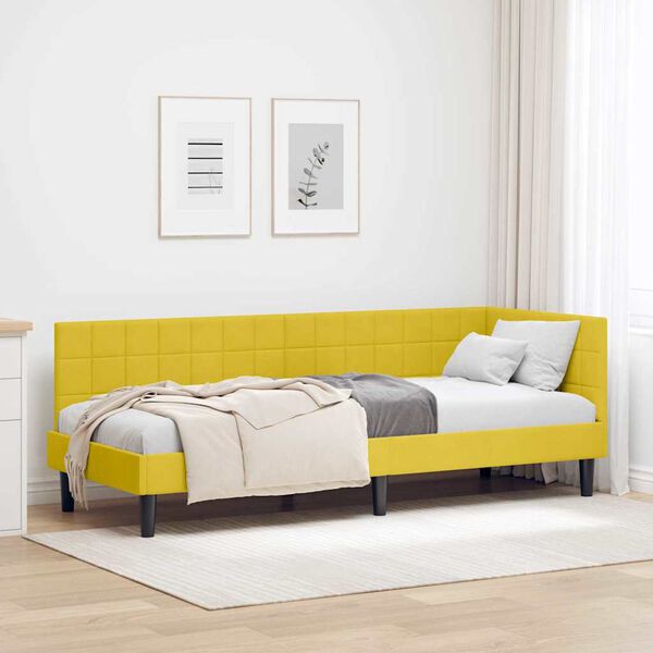 vidaXL Κρεβάτι Γωνίας με κεφαλάρι Κίτρινο 80 x 200 cm Βελούδο