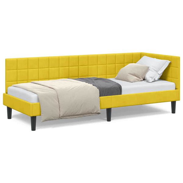 vidaXL Κρεβάτι Γωνίας με κεφαλάρι Κίτρινο 80 x 200 cm Βελούδο