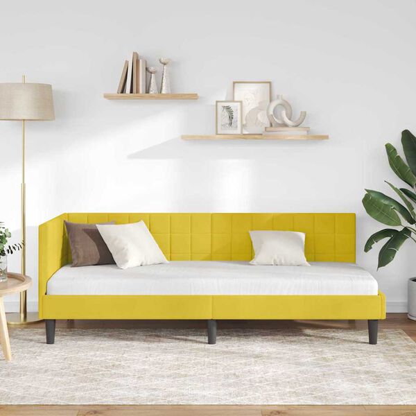 vidaXL Κρεβάτι Γωνίας με κεφαλάρι Κίτρινο 80 x 200 cm Βελούδο