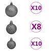 vidaXL Χριστουγεν. Μπάλες Σετ 120 τεμ με Κορυφή & 300 LED Λευκό/Γκρι