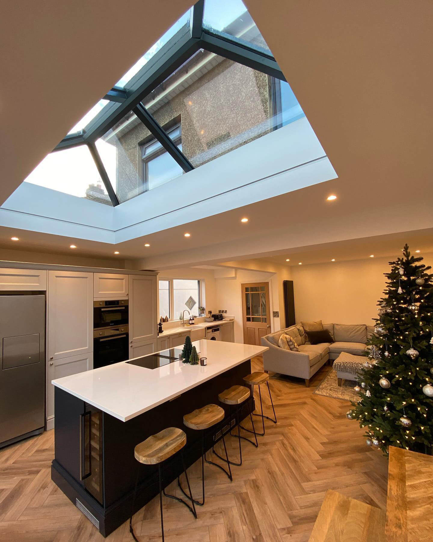 renovated room with skylight window