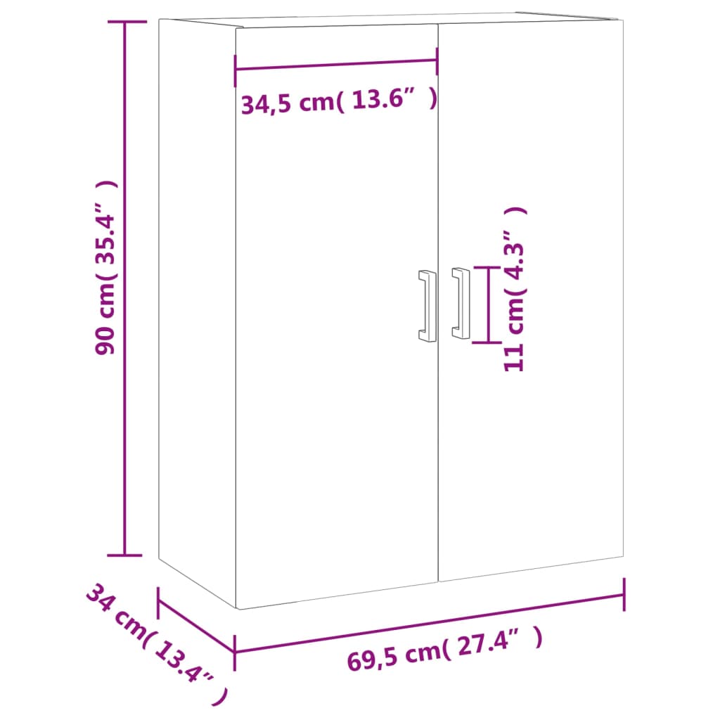 vidaXL Ντουλάπι Επιτοίχιο Sonoma Δρυς 69,5 x 34 x 90 εκ.