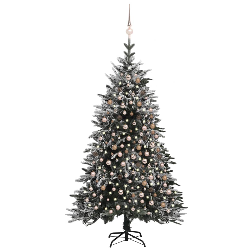 vidaXL Χριστουγεννιάτ. Δέντρο Τεχν. με LED/Μπάλες/Χιόνι 240 εκ. PVC/PE