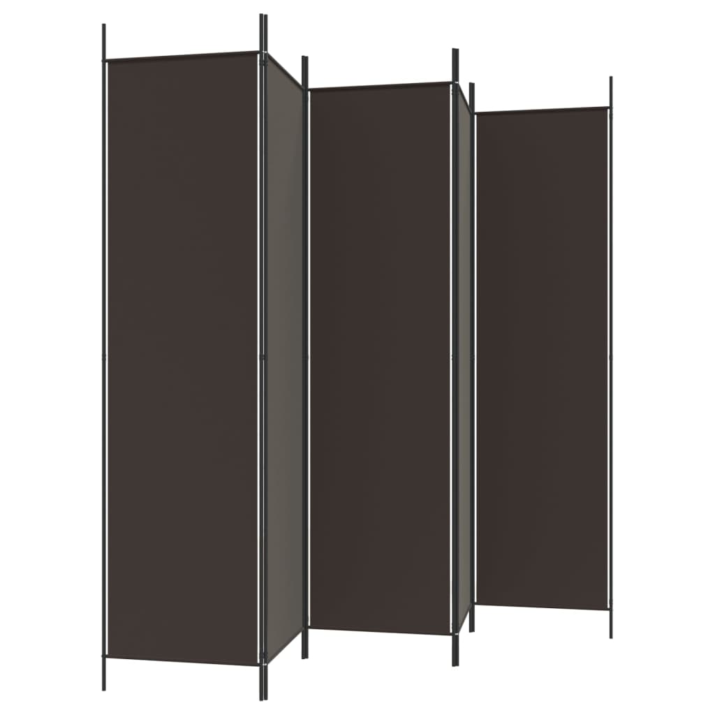 vidaXL Διαχωριστικό Δωματίου με 5 Πάνελ Καφέ 250x200 εκ. από Ύφασμα