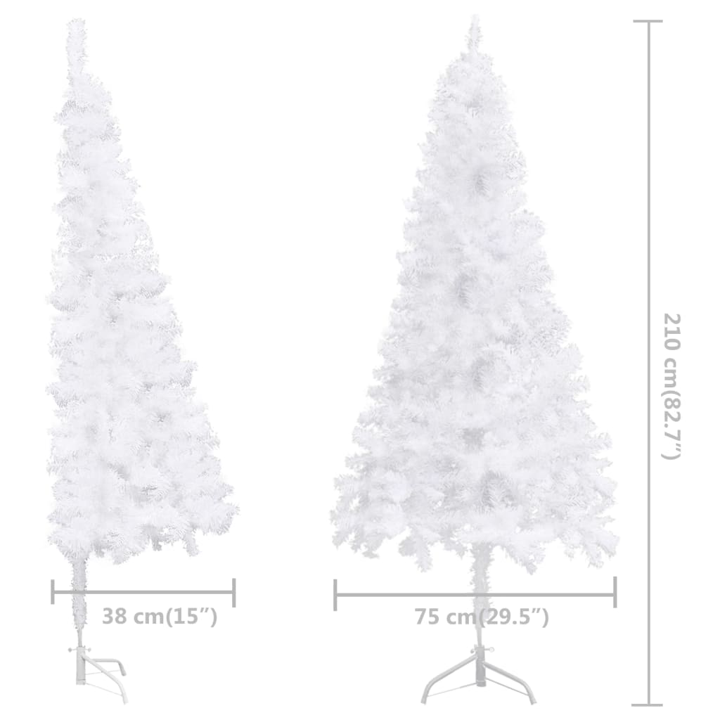 vidaXL Χριστουγεν Δέντρο Τεχν. Προφωτισμένο Γωνιακό Λευκό 210εκ PVC