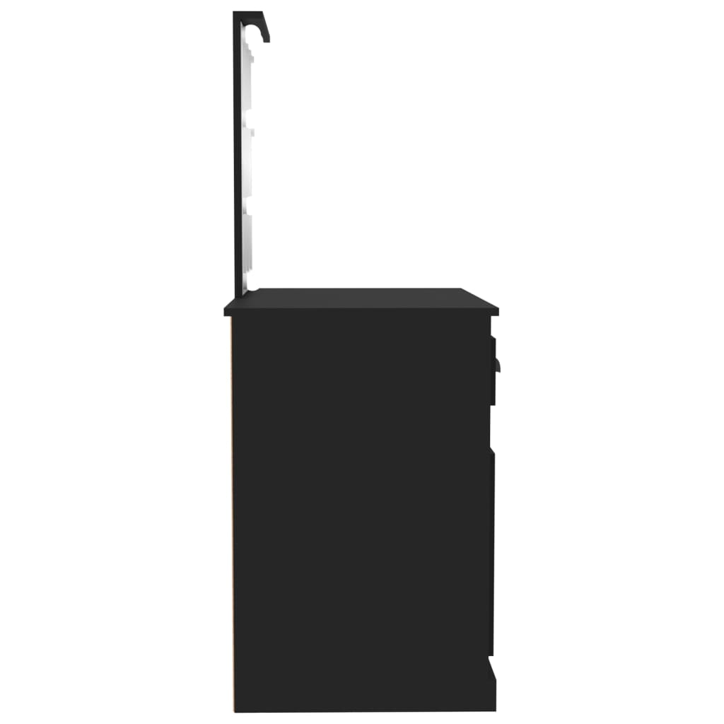 vidaXL Μπουντουάρ με LED Μαύρο 90x50x132,5 εκ. Επεξ. Ξύλο