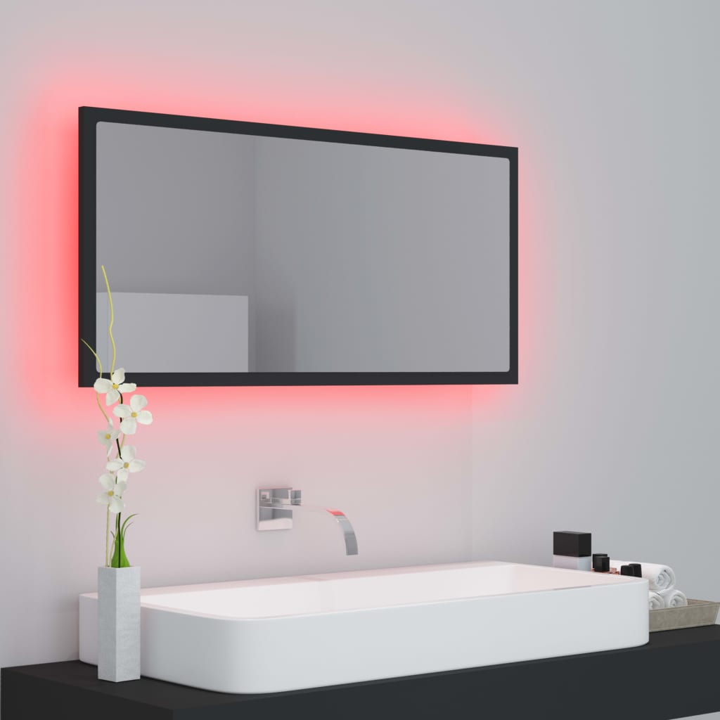 vidaXL Καθρέφτης Μπάνιου με LED Γκρι 90x8,5x37 εκ. από Ακρυλικός